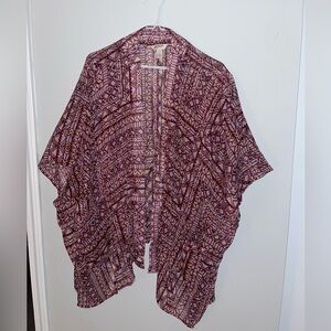 Arizona Jean Co Multicolor Shrug Cover-up XS- S Open Front Cardigan 2-Pockets